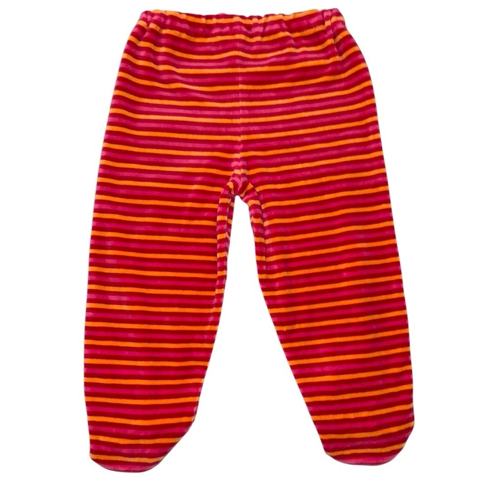 Vintage Petit Lem 24M Giraffe Velour Outfit – Orange Pink Set Footed Pants - Picture 7 of 10